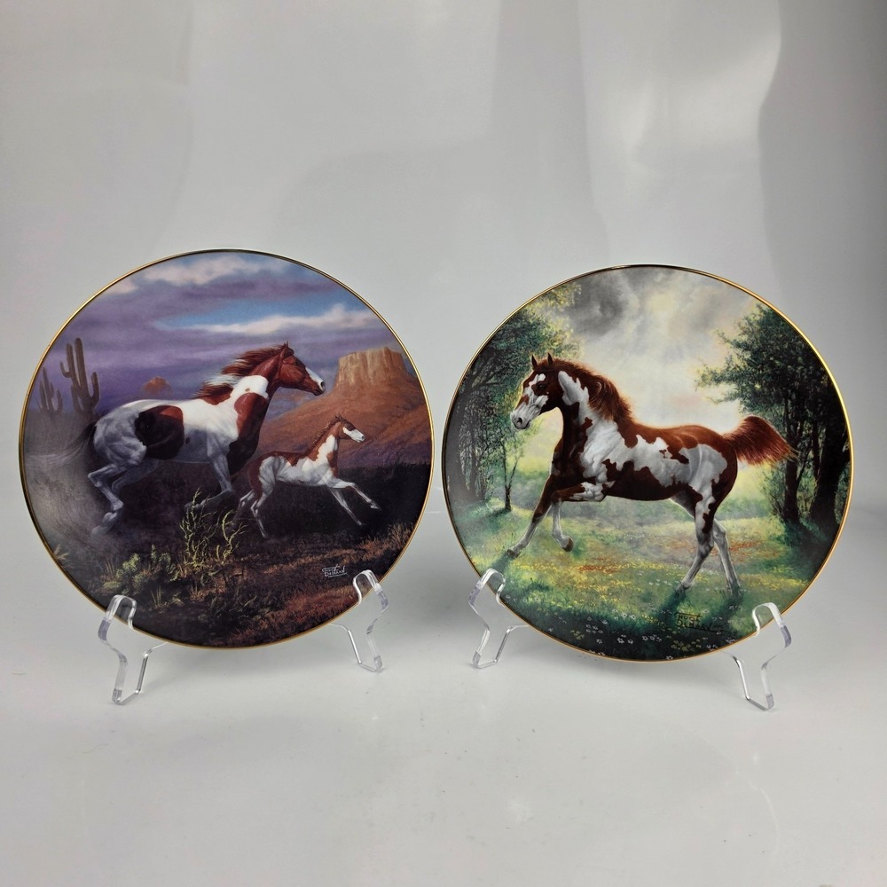 Hamilton Collection Unbridled Spirit Horse Plates Chuck DeHaan Desert Shadows Pa